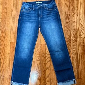 NWOT KanCan Medium Wash Straight Leg Jeans | Raw Cuff Hem | Size 28